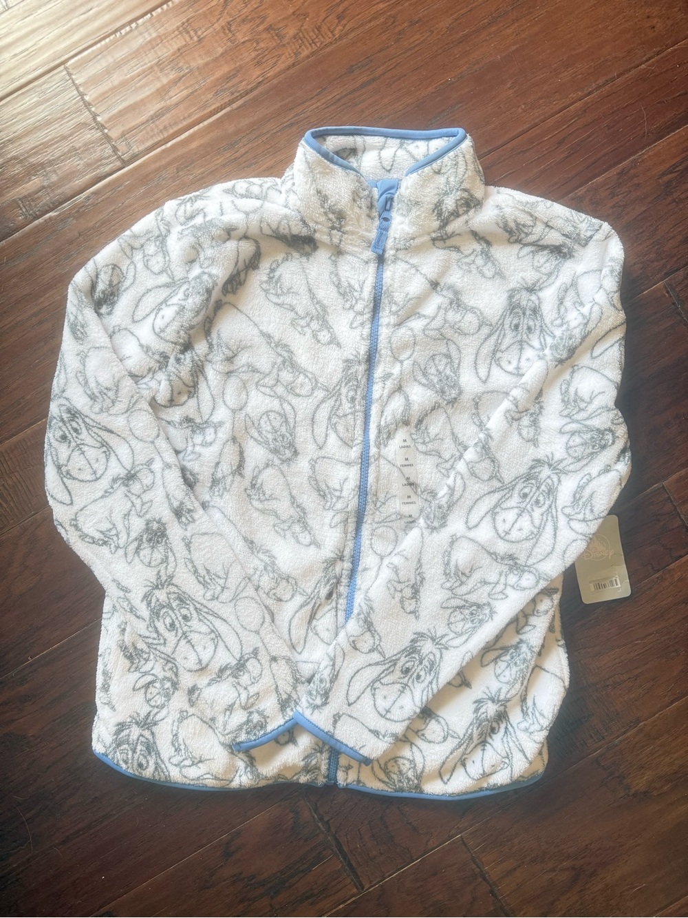Disney Eeyore Plush Zip-Up Pajama Top - White & Light Blue Trim